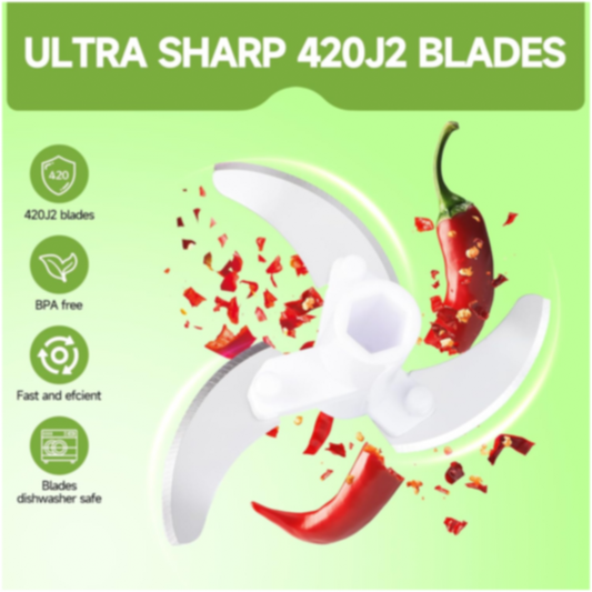Manual Stainless Steel Vegetable Chopper – Compact, Extra Sharp with 5 Blades