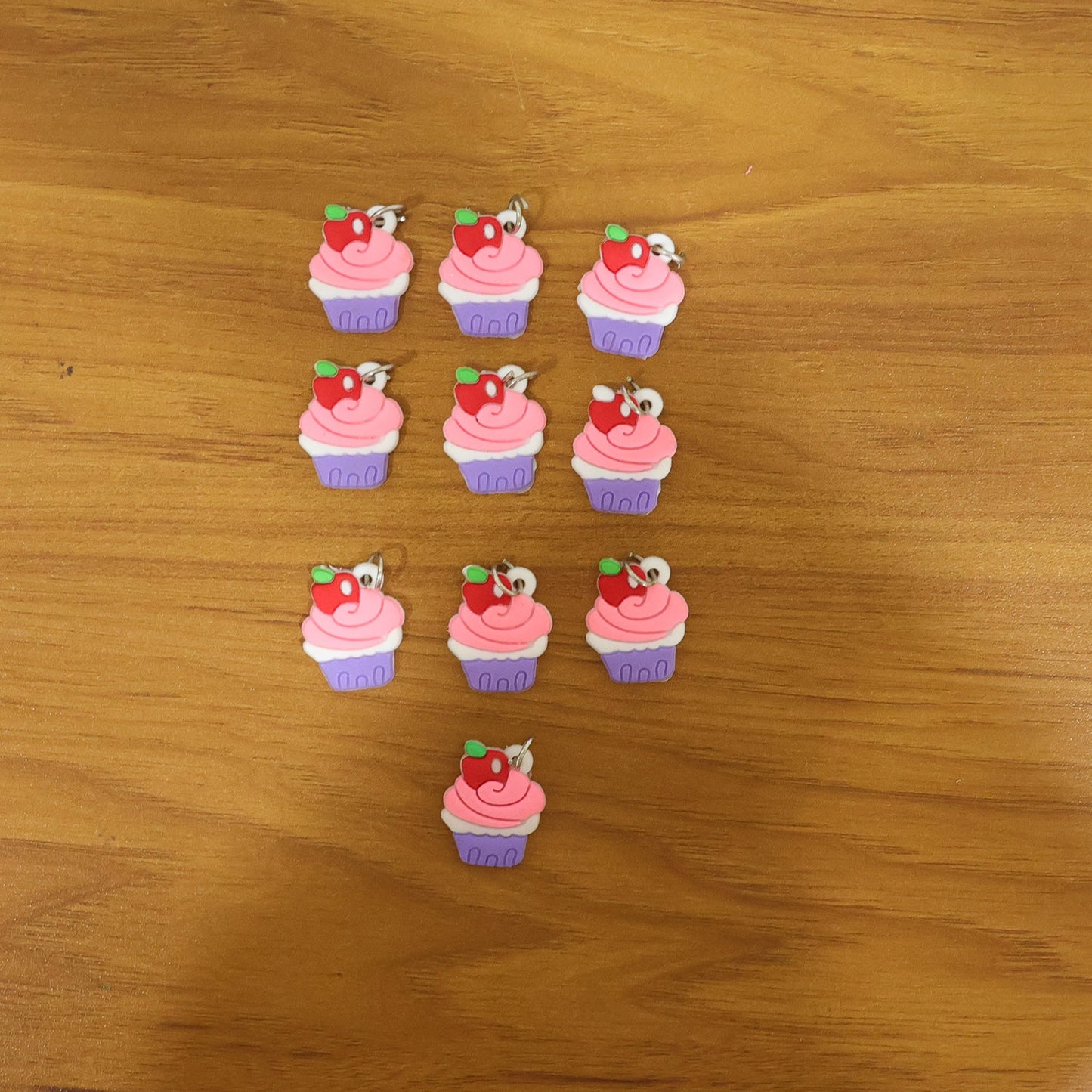Cute Cupcake Shape Bag Charm Keychain Set (10 Pc)