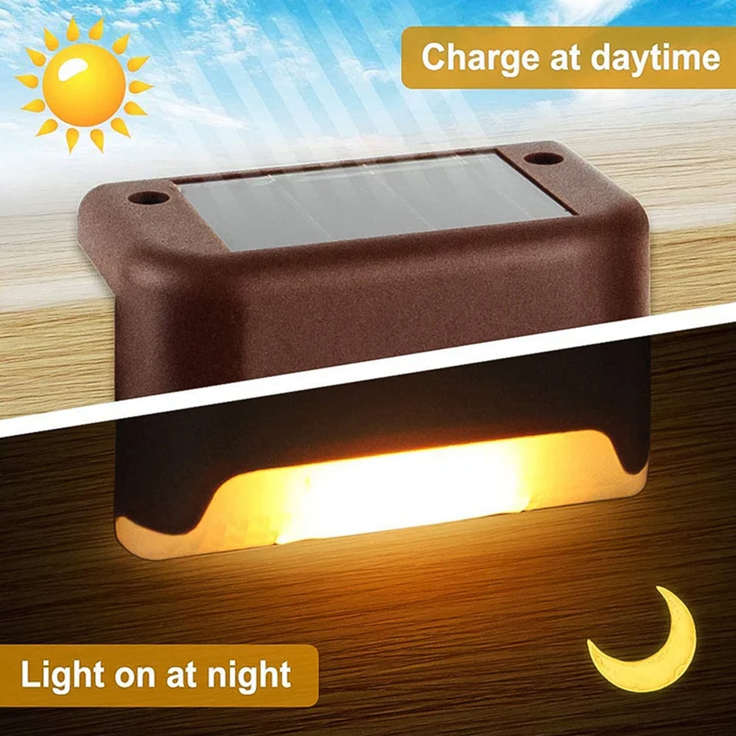 4-Piece Solar Waterproof Garden, Stair & Railing Lights
