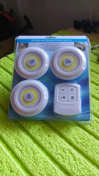 LED Light Under Closet Battery Powered Closet Wall Lamp with Remote, Set of 3