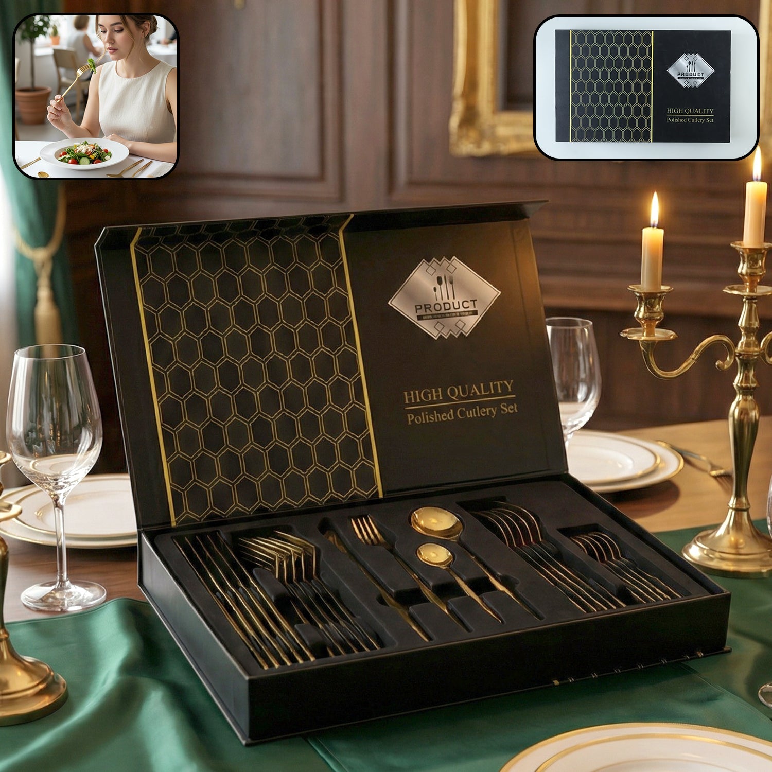 Gold finish cutlery set