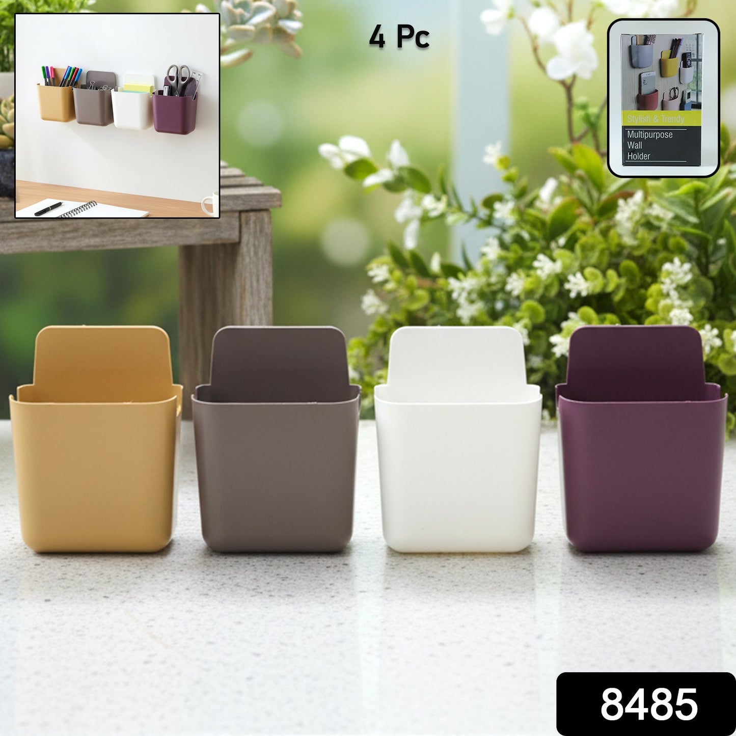 Multipurpose Plastic Wall Mounted Remote & Mobile Holder Stand – (Pack of 4 / Mix Color)