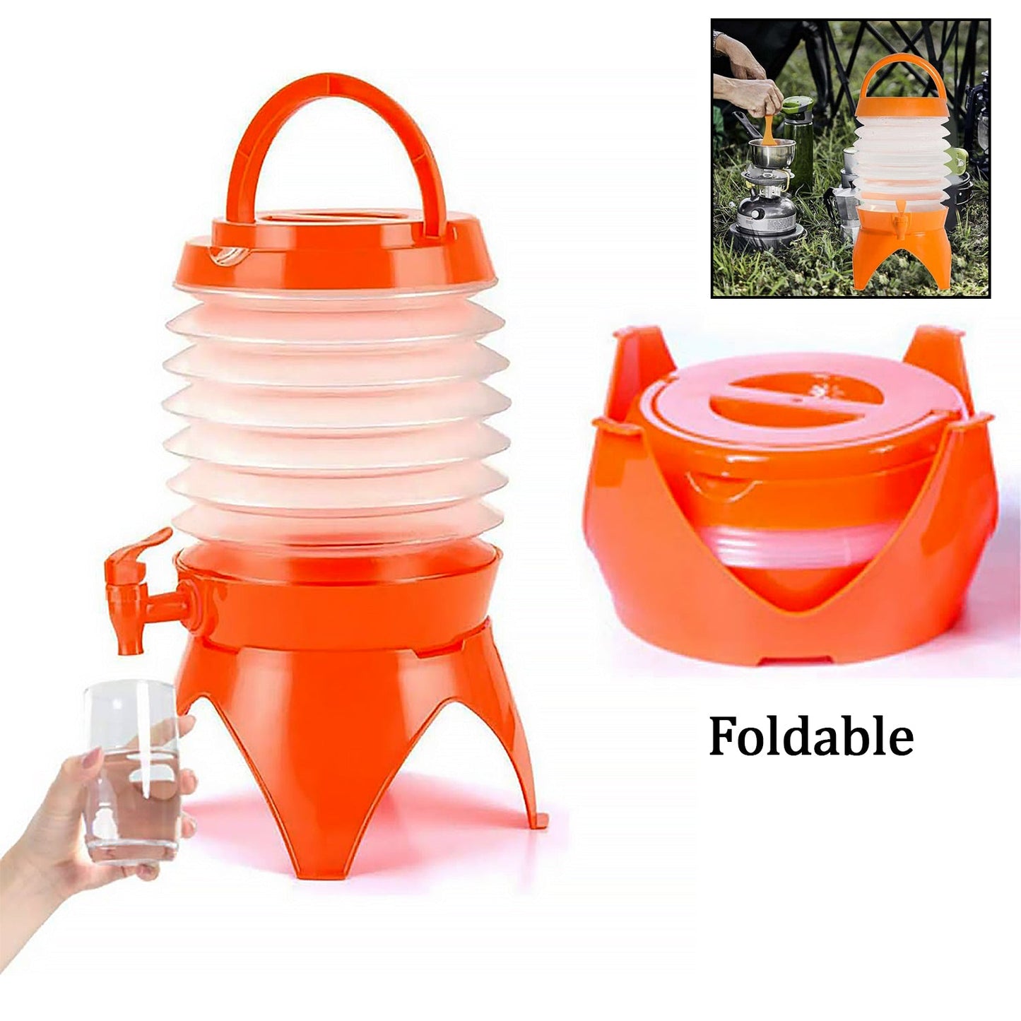 Collapsible Beverage Container with Tap Cold Drink Dispenser 3.5L Multicolor