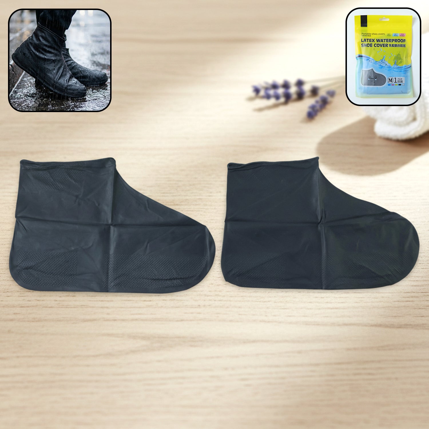 portable waterproof latex silicone shoe cover medium size