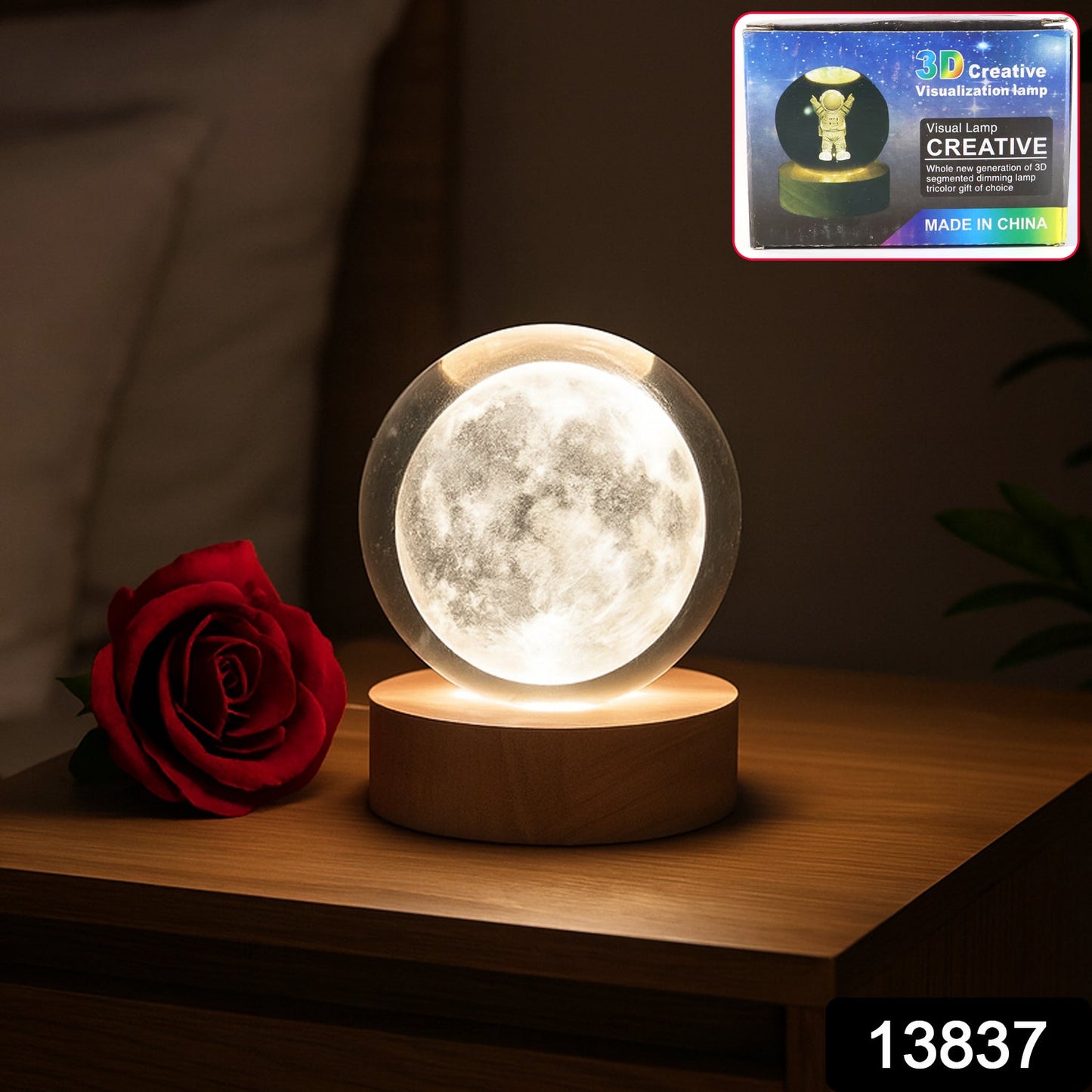 3D Crystal Ball lamps With Base (1 Pc / Mix Design)