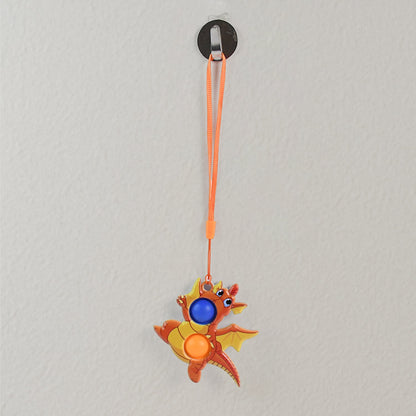2-Bubble Dragon-Shaped Push Pop Fidget Toy with Strap (1 Pc)