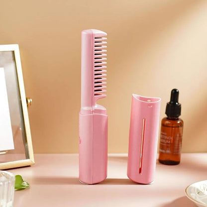 Rechargeable Mini Hair Straightener,  Three Temperature Adjustments Flat Iron Comb (1 Pc)