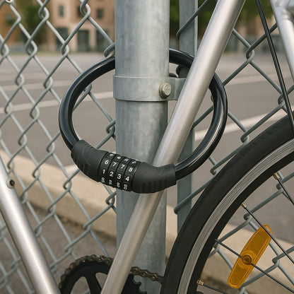 Bike Lock Cable Resettable Cable Lock - Self Coiling 4 Digit Combination Bike Lock