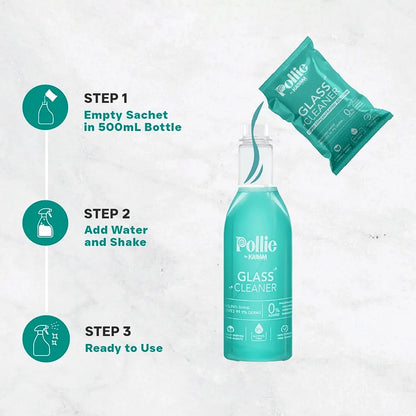 Pollic Kadam Concentrated Glass & Mirror Cleaner Refill Kit Reusable Spray Bottle
