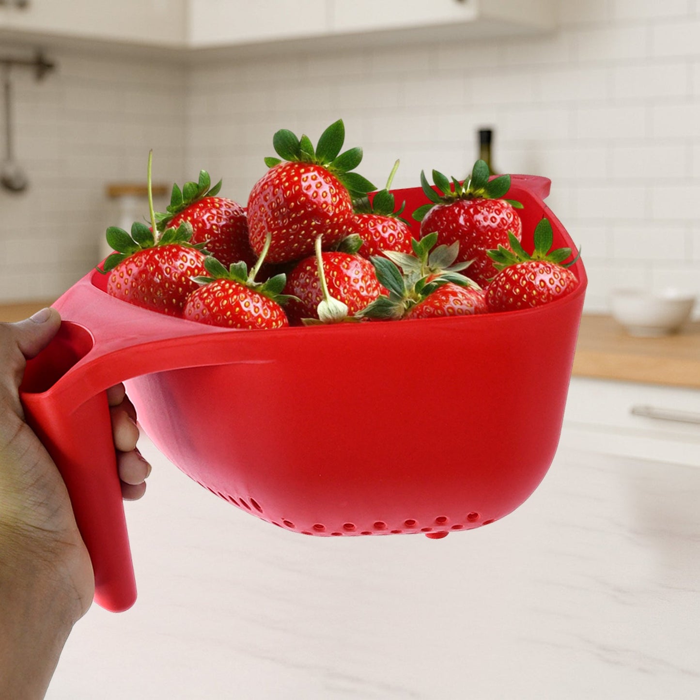 Apex Multi-Functional Plastic Strainer Bowl with Ergonomic Handle (1 Pc)