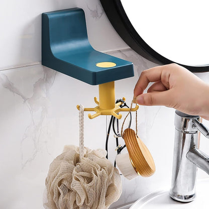 360 Degree Rotating Wall Hook Hanger with 6 Heavy Duty Hooks