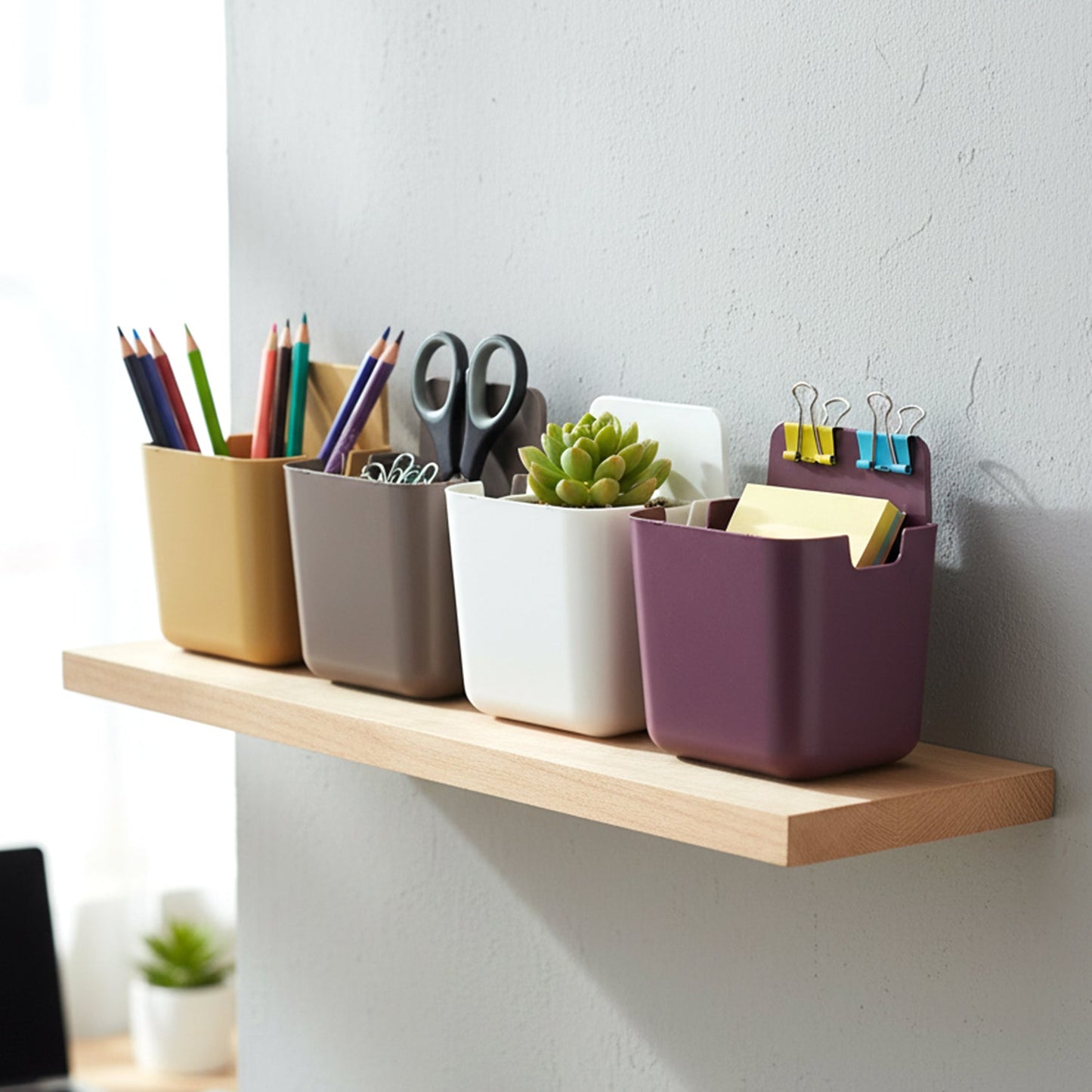 Multipurpose Plastic Wall Mounted Remote & Mobile Holder Stand – (Pack of 4 / Mix Color)