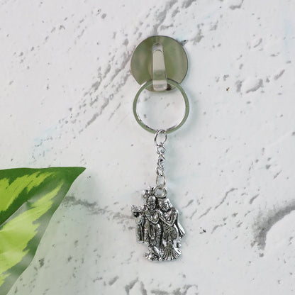 Radha Krishna Metal Keychain Set (2 Pc Mix Design)