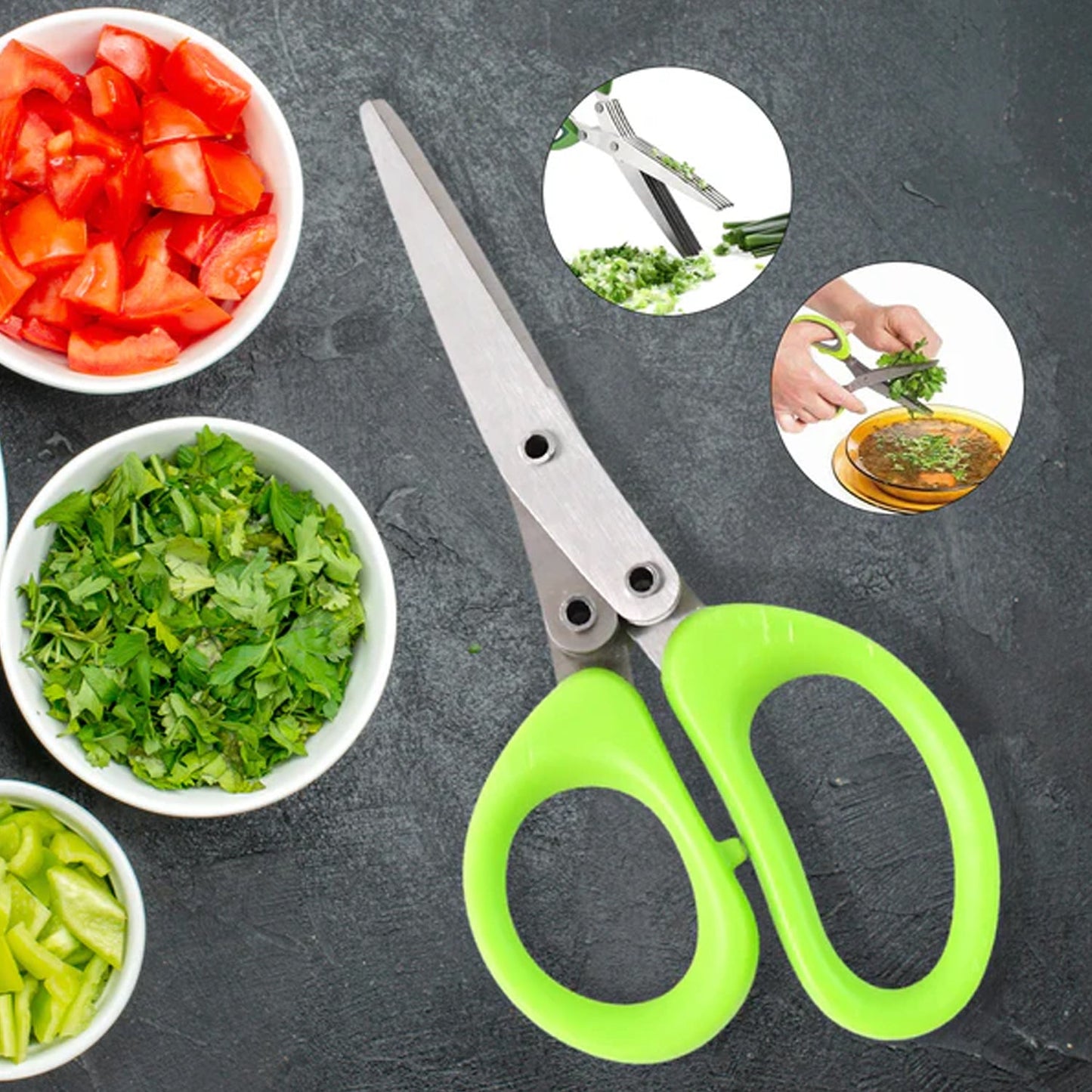 Premium 5-Blade Multipurpose Kitchen Scissors with Cleaning Comb