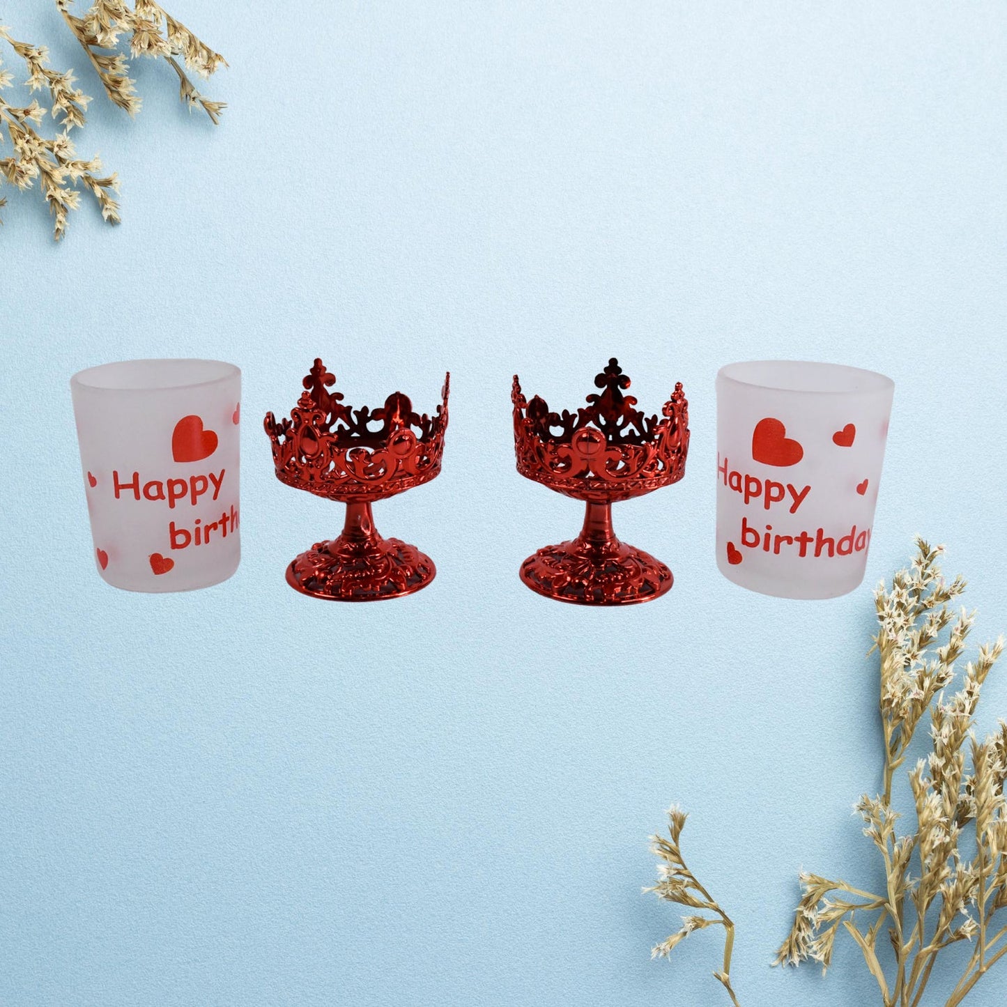 Tealight Holder Stylishly Shaped Candle Diya Stand (2 Pc / Mix Design)