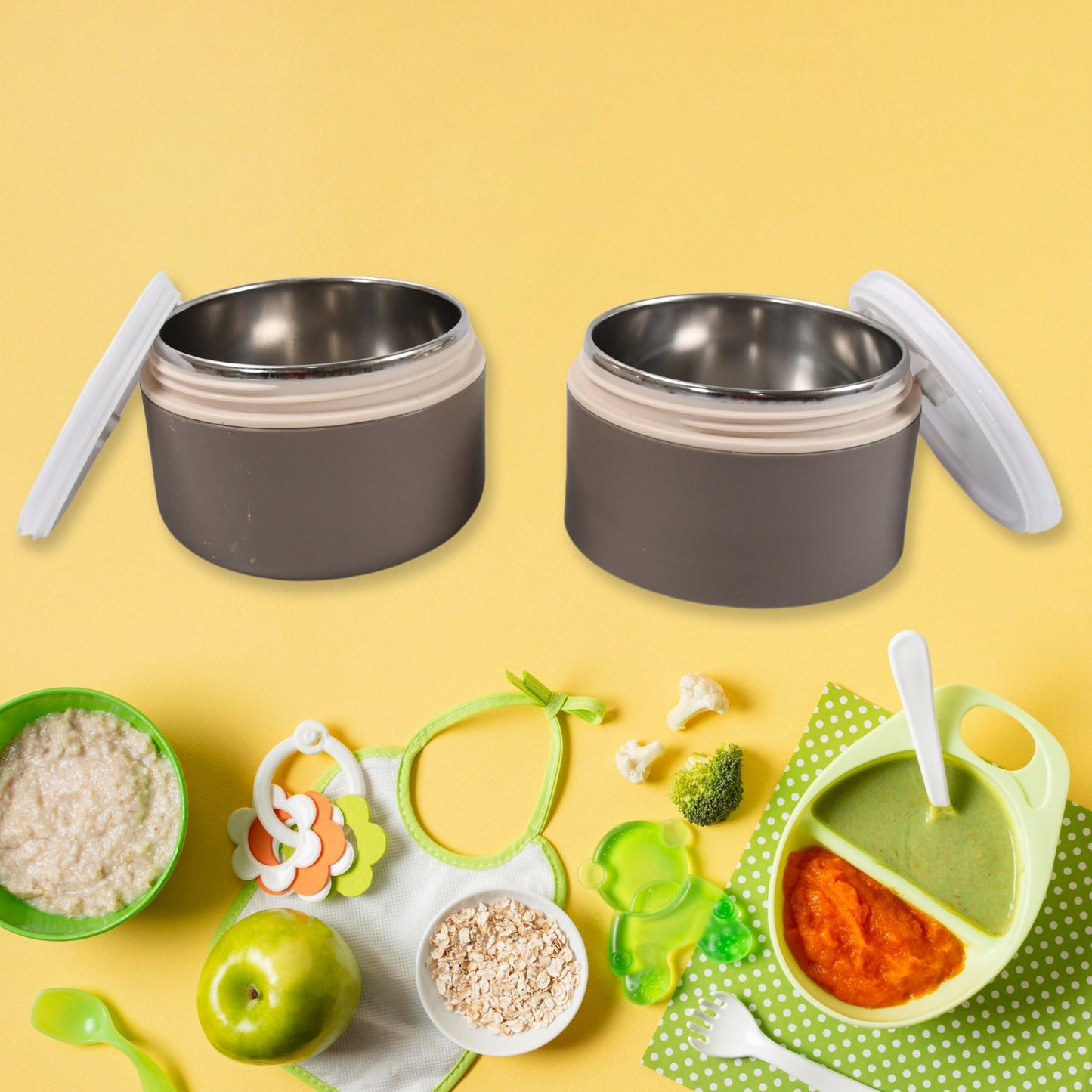 Ganesh Stack 2-Layer Stainless Steel Leak-Proof Lunch Box for Office, School, Picnic