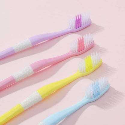 2-in-1 Tooth Brush Tongue Scraper, Soft Bristle & Long Handle (8Pcs) Soft Toothbrush