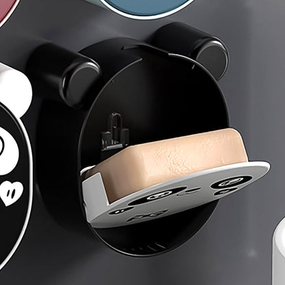 Plastic Cute Panda Soap Box – Wall Mounted Flip-Top Drain Soap Case (1 Pc)