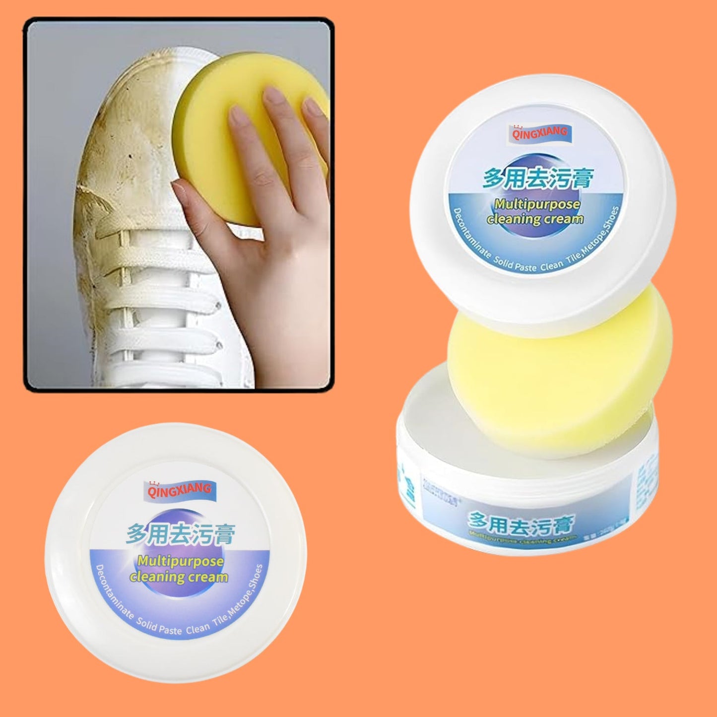 Shoe Cleaning Cream – Stain Remover for Sneakers, White Rubber Sole & Polish (260g)