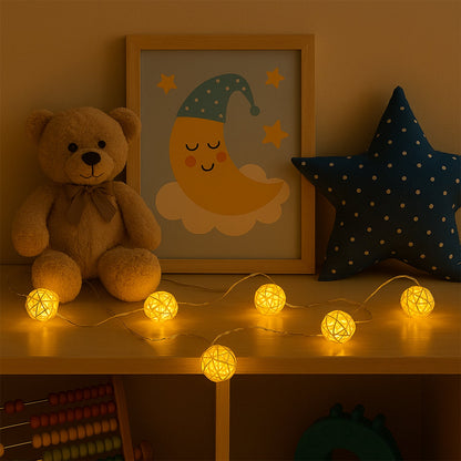 Battery Operated Rattan Ball String Decorative Fairy Lights