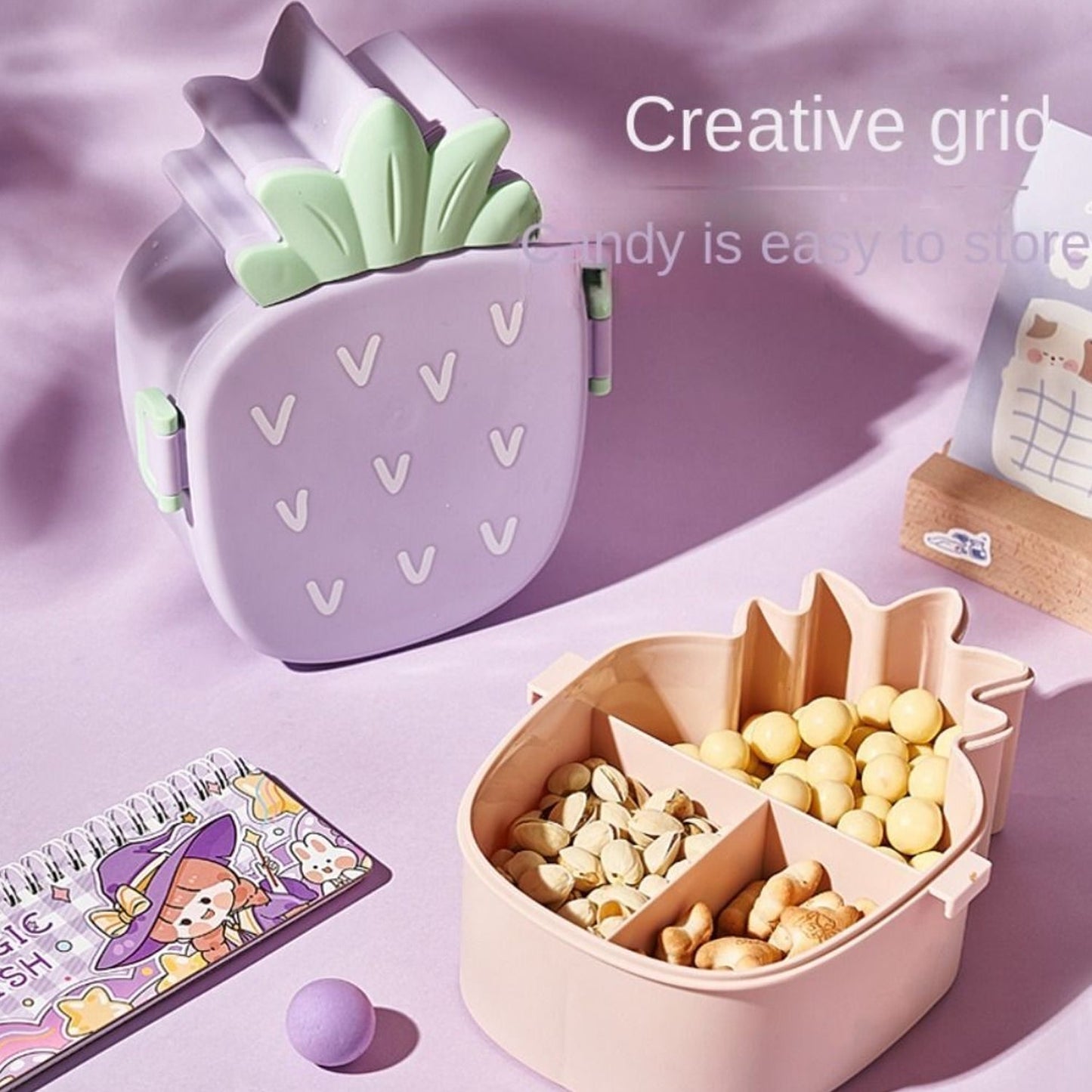 Kids Lunch Box Cute Pineapple Shaped Bento Box with Fork Spoon  Office Lunch Box (1 Pc )