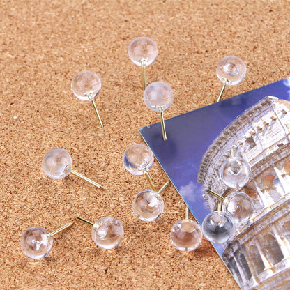Transparent Crystal Head Push Pins Set for Notice Board (30 pc)