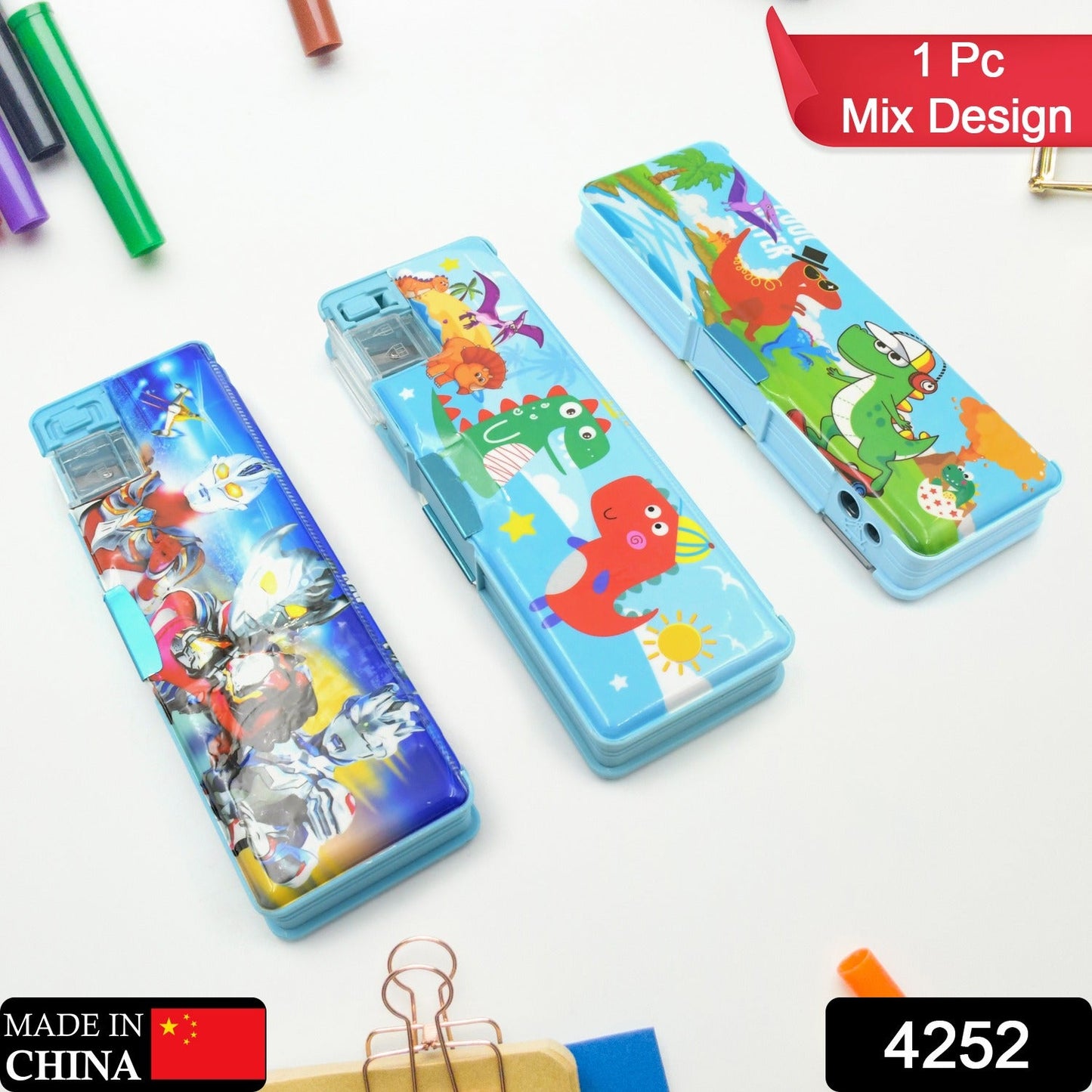 Plastic Multipurpose Compass Box (1 Pc, Mix Design)