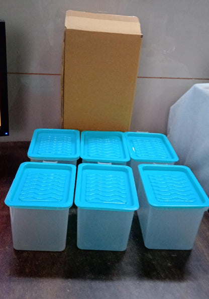 Air Tight Unbreakable Big Size 1100 ml Square Shape Kitchen Storage (Set of 6)