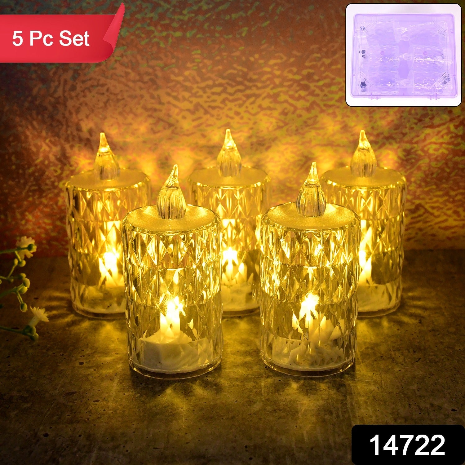 LED Crystal Effect Candle Light Set