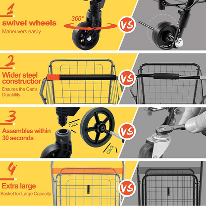 Foldable Shopping Trolley with Wheels ( MOQ :- 2 Pc)