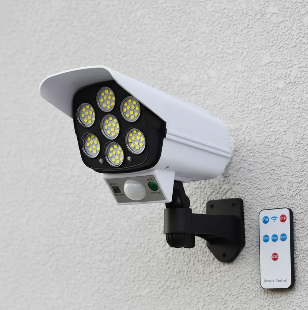 Solar Light Outdoor Motion Sensor Security Camera Shaped Dummy Wall Lamp (1 Pc)