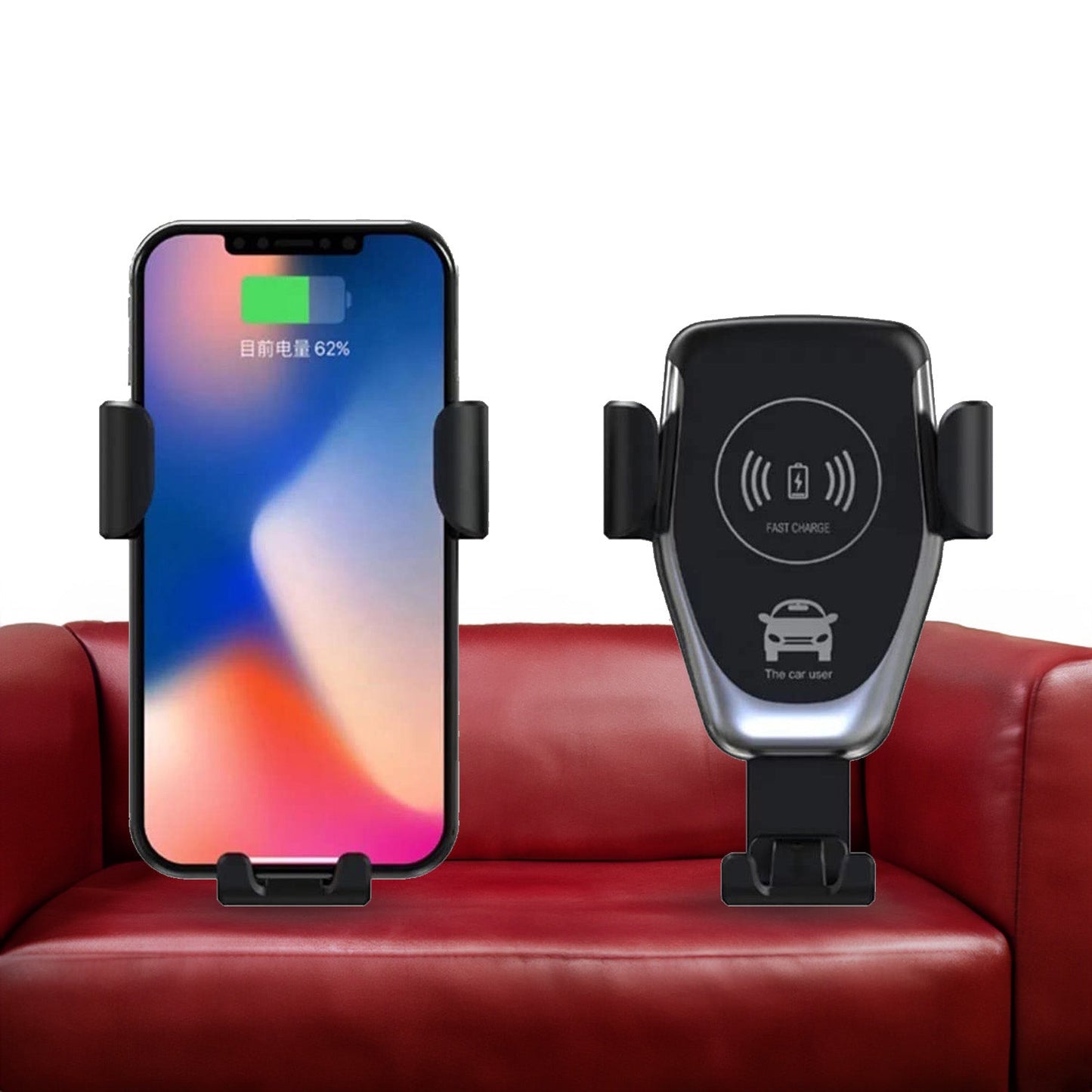 Car Phone Holder Wireless Car Charger 10W Qi Fast Charging Car Charger