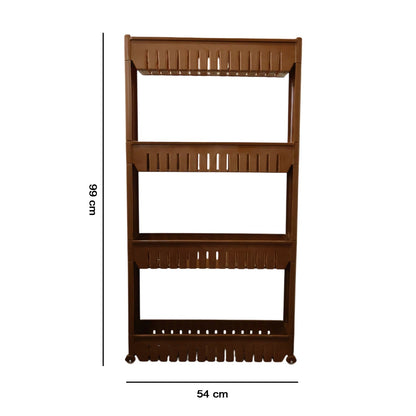 Multipurpose Plastic 4 Layer Storage Rack with Wheels