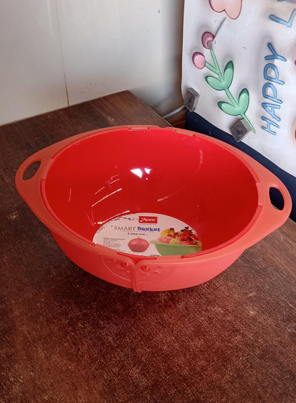 Apex Smart Basket 3in1 Multiuse Fruit And Vegetable Bowl  (1 Pc / Mix Color)