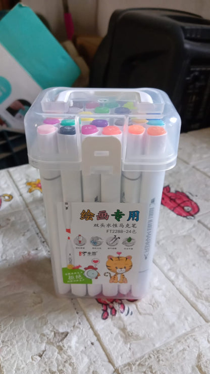 24-Color Double-Ended Art Markers Set for Kids & Adults (24 Pc)