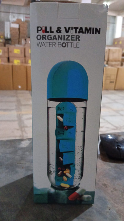 Multi-Use Pill & Water Bottle for Travel (600 Ml, Mix Color)