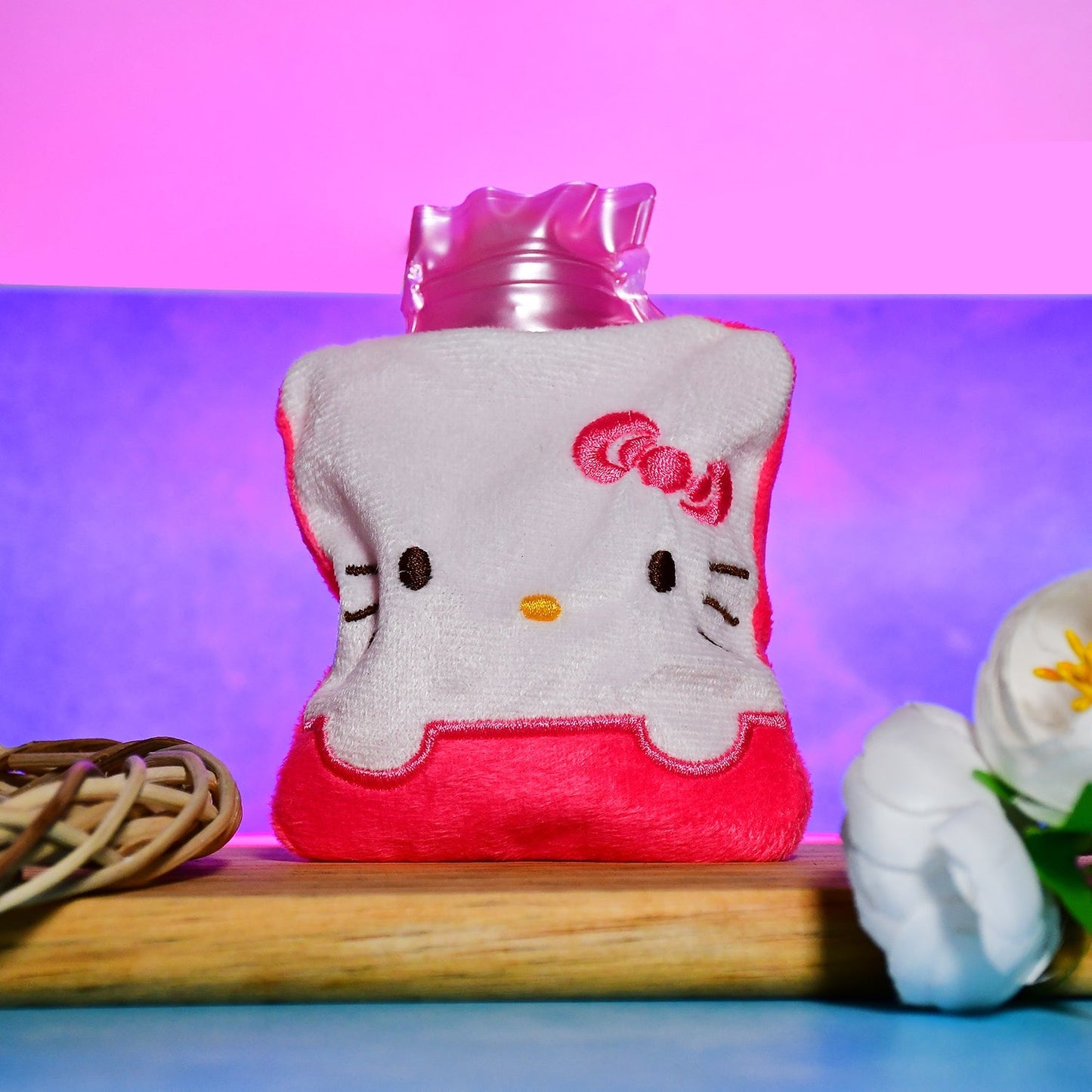 Pink Small Hot Water Bag with Cover for Pain Relief
