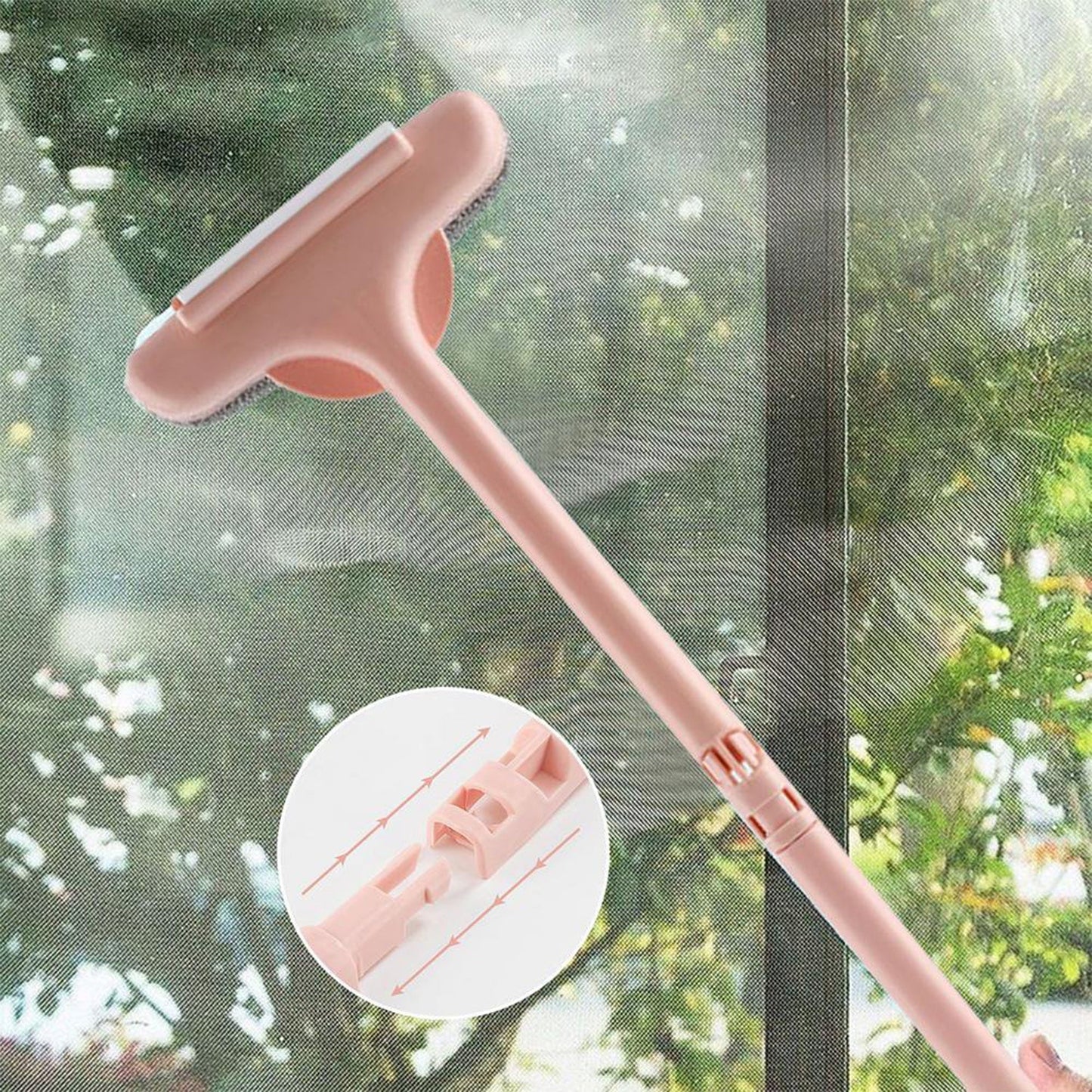 Brush 2 in 1 Mesh Cleaning Brush & Wiper with Extended Handle Window Cleaning Brush (1 Pc)