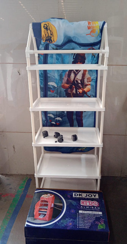Multi Purpose Foldable Baby Wardrobe / Toy Box 5 Shelves Cartoon Printed