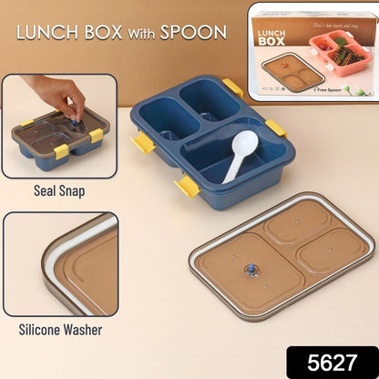 Plastic Lunch Box for Kids, Lunch Box (3 Compartment Lunch Box)