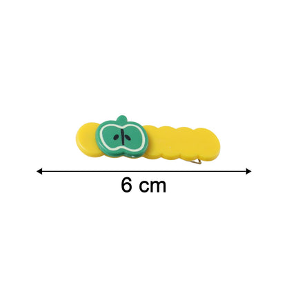 Cute Apple Design Hair Clip Set (4 Pc)