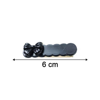 Trendy black bow clip set