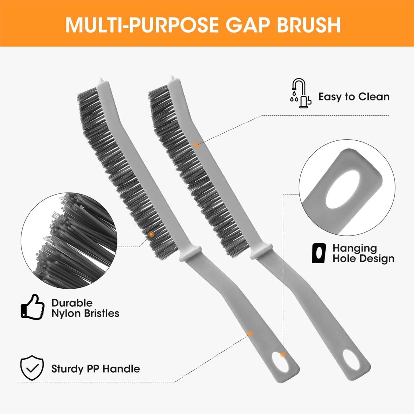 Long Handle Corner Cleaning Brush (2 Pc Set)