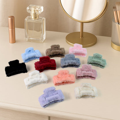 Large Soft Plush Hair Claw Clip