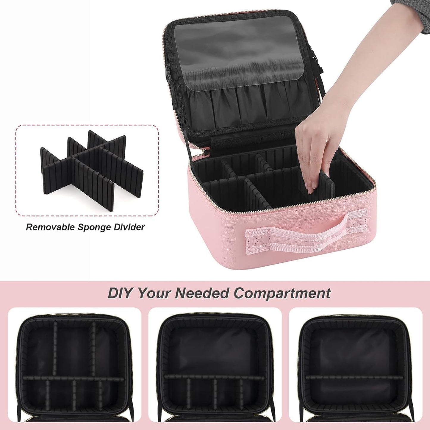 Pink Premium LED Light Makeup Organizer Box (1 Pc)