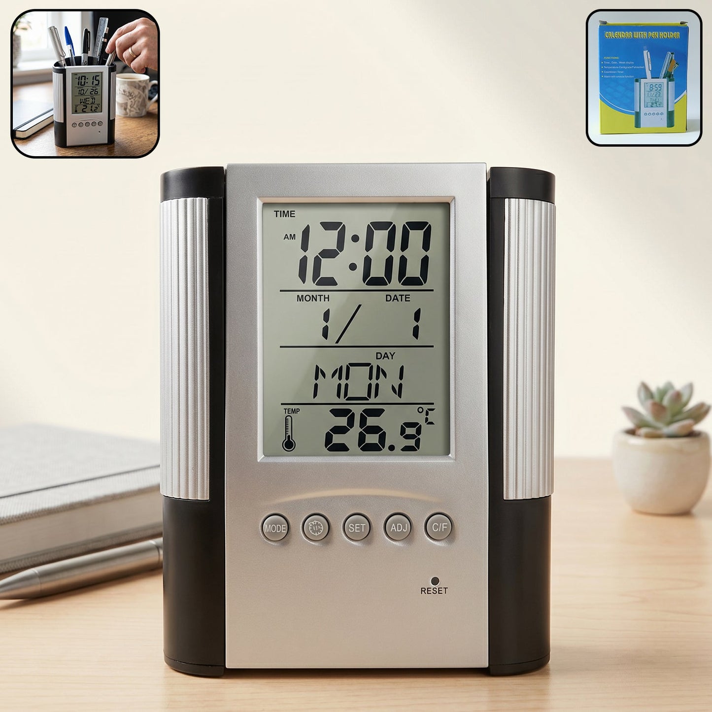 Pen Stand with Clock