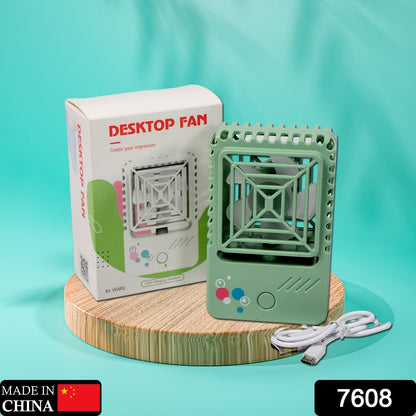 Mini Rechargeable Desktop Fan for Home & Office (USB, Handheld)