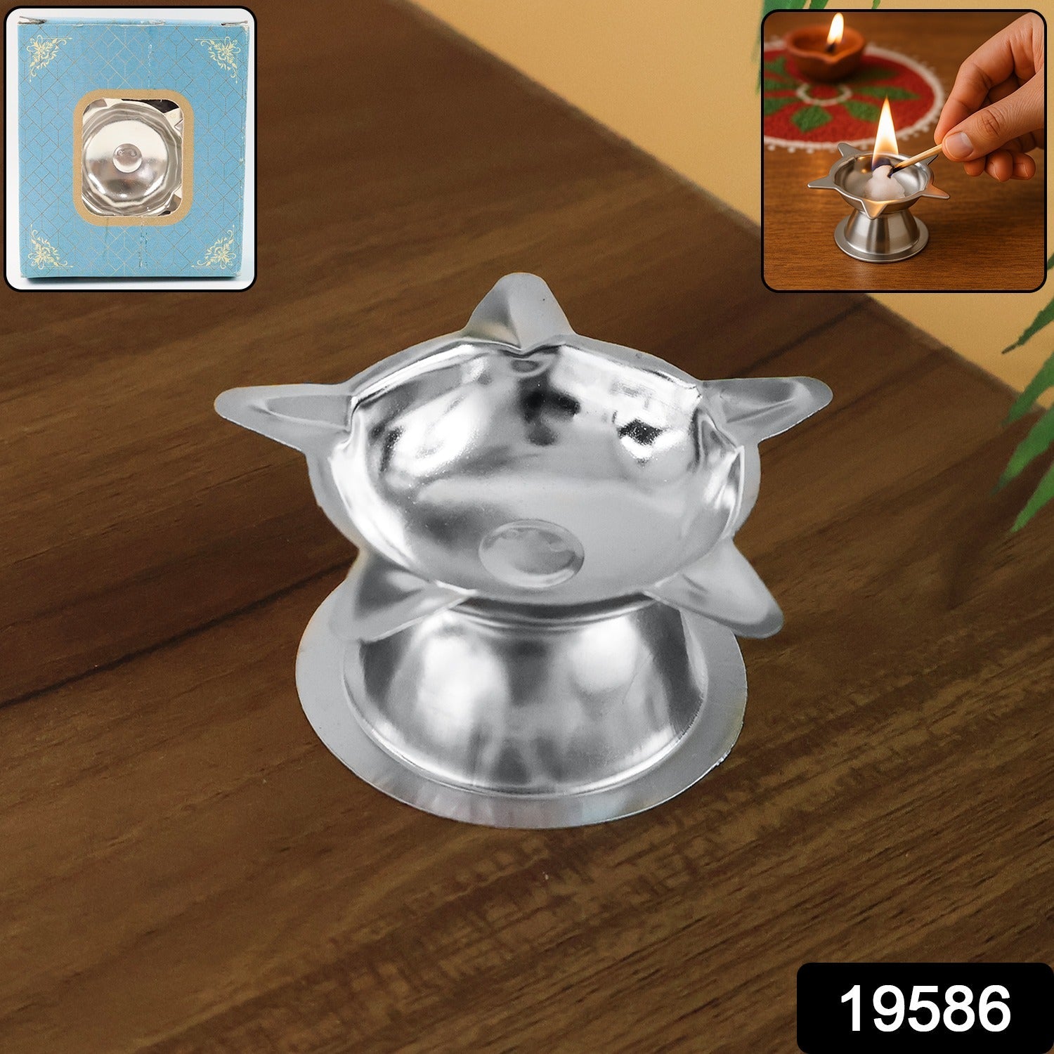 Traditional Stainless Steel Lotus Deepak