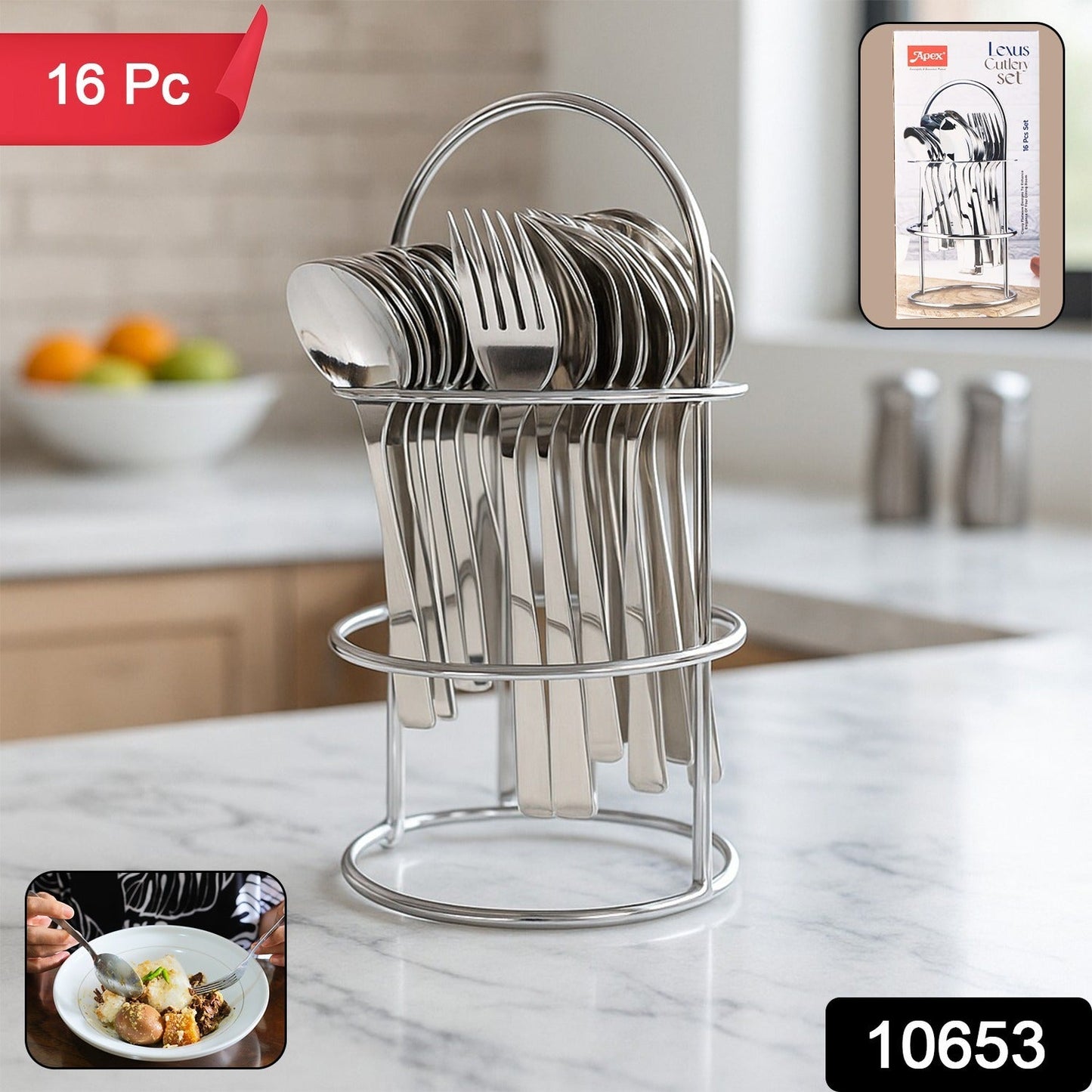 Apex Premium Stainless Steel Cutlery (16  Pc / Set)