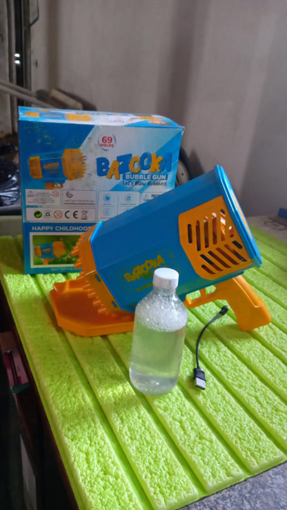 69 Holes Big Rechargeable Bubble Gun Powerful Machine Toy for Kids and Adults